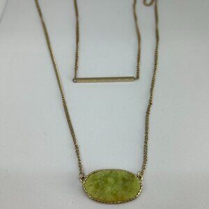 BP NORDSTROM RACK Gold Tone Green Prism Crystal & Bar Pendant Necklaces NWOT